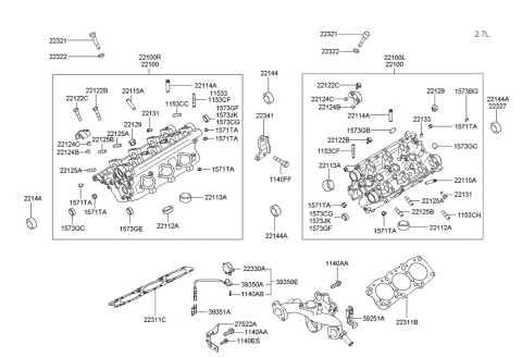 2006 Hyundai Tucson Produced Before OCT.30.2006 Cylinder Head Diagram 1