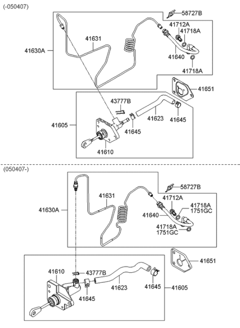 2006 Hyundai Tucson Produced Before OCT.30.2006 Clutch & Master Cylinder (MTA) Diagram