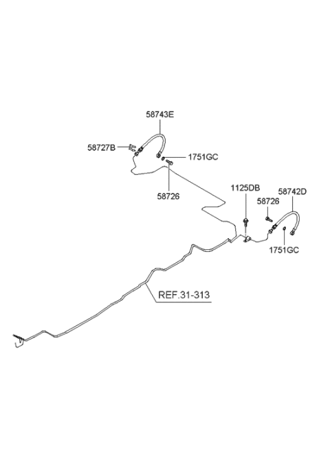 2006 Hyundai Tucson Produced Before OCT.30.2006 Brake Fluid Line Diagram 2