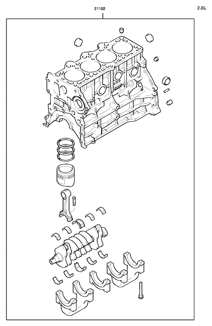2006 Hyundai Tucson Produced Before OCT.30.2006 Short Engine Assy Diagram 1