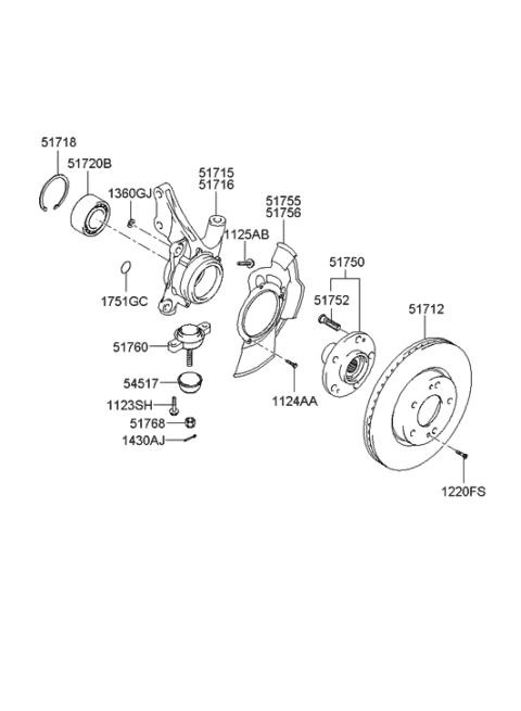 2006 Hyundai Tucson Produced Before OCT.30.2006 Front Axle Hub Diagram