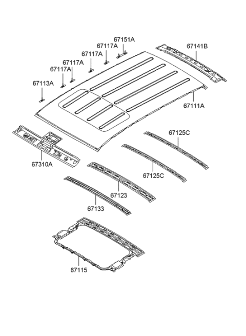 2006 Hyundai Tucson Produced Before OCT.30.2006 Roof Panel Diagram