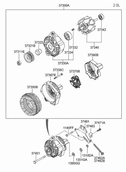 2006 Hyundai Tucson Produced Before OCT.30.2006 Generator Diagram 1