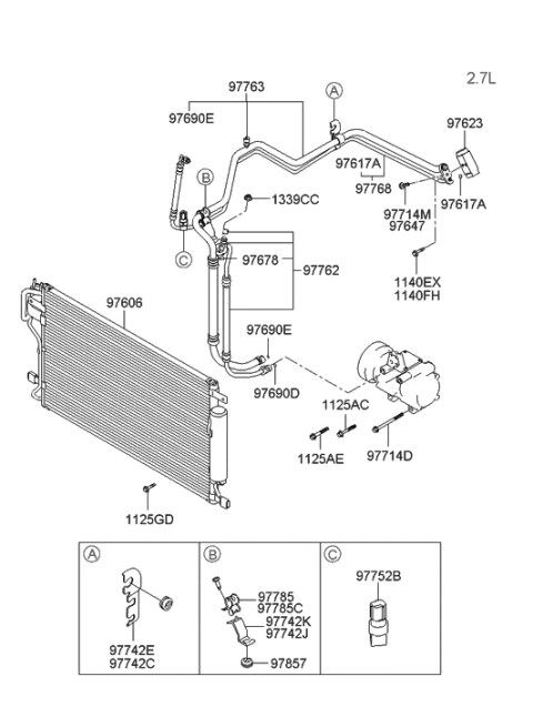 2004 Hyundai Tucson Air conditioning System-Cooler Line Diagram 2