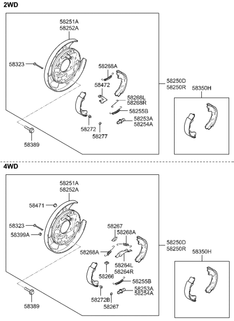 2006 Hyundai Tucson Produced Before OCT.30.2006 Rear Wheel Brake Diagram 1
