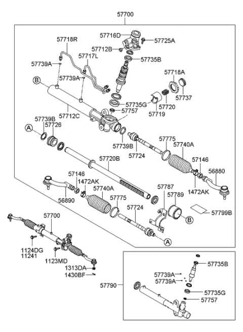 2005 Hyundai Tucson Bellows-Steering Gear Box Diagram for 57740-2E000