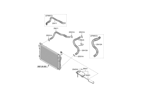 2006 Hyundai Tucson Radiator Hose & Reservoir Tank Diagram 2