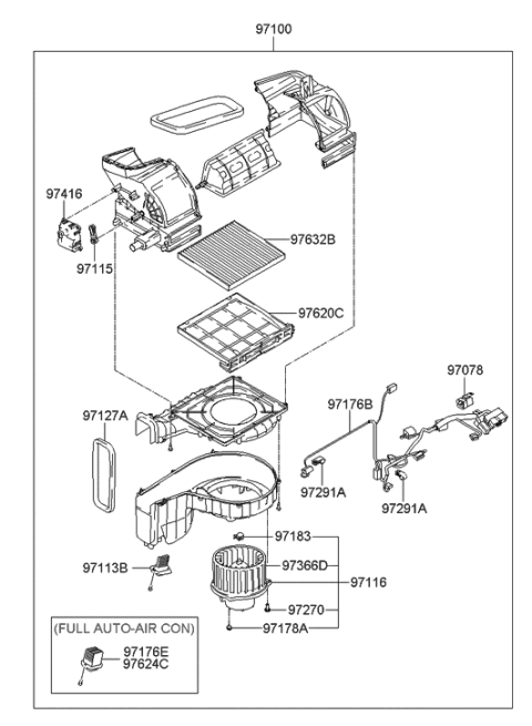 2005 Hyundai Tucson Air Filter Assembly Diagram for 97133-2E200