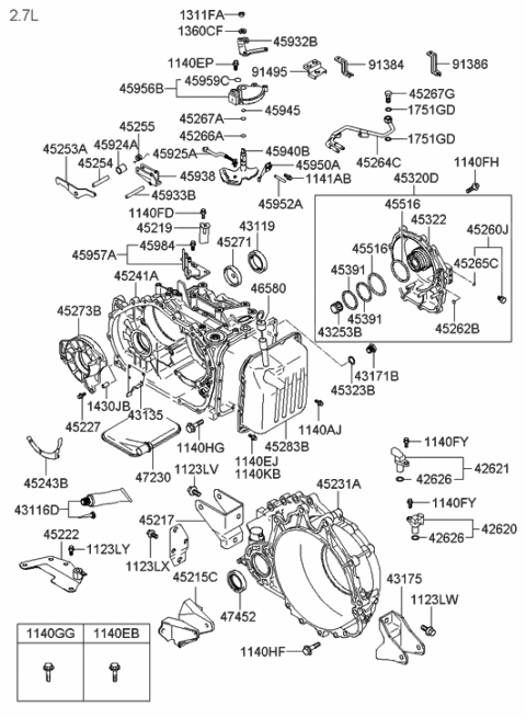 2006 Hyundai Tucson Produced Before OCT.30.2006 Auto Transmission Case Diagram 2