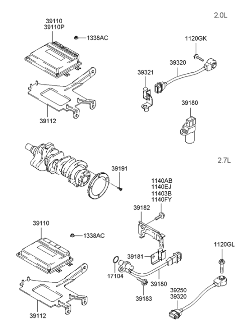 2006 Hyundai Tucson Produced Before OCT.30.2006 Electronic Control Unit Diagram