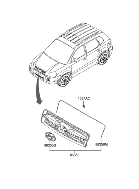 2006 Hyundai Tucson Produced Before OCT.30.2006 Radiator Grille Diagram