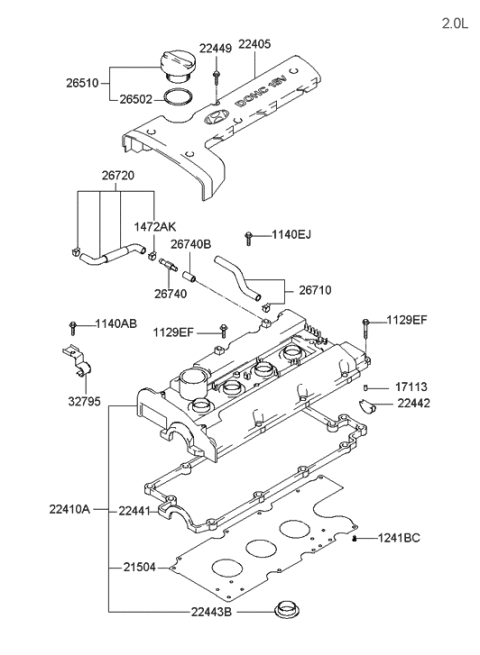 2006 Hyundai Tucson Produced Before OCT.30.2006 Rocker Cover Diagram 1