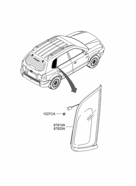2006 Hyundai Tucson Produced Before OCT.30.2006 Quarter Window Diagram