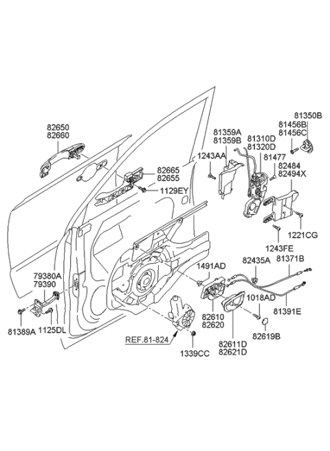 2006 Hyundai Tucson Produced Before OCT.30.2006 Front Door Locking Diagram