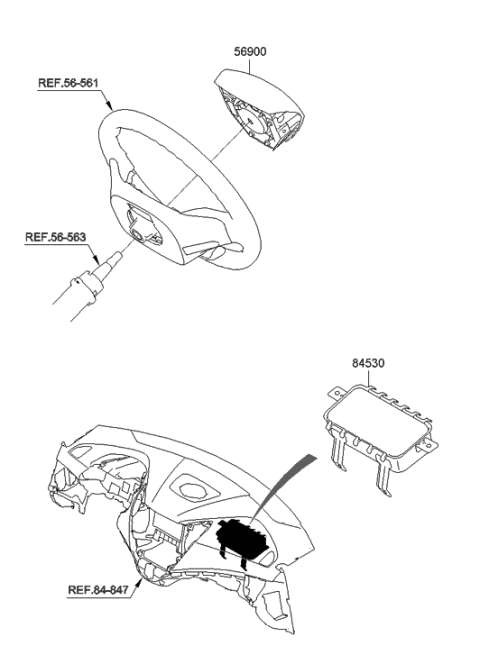 2017 Hyundai Santa Fe Sport Module Assembly-Steering Wheel Air Bag Diagram for 56900-2V300