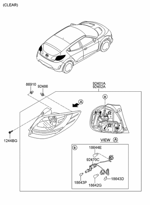 2013 Hyundai Veloster Rear Combination Holder & Wiring Diagram for 92440-2V000