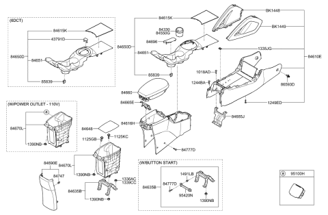 2019 Hyundai Santa Fe XL Console Assembly-Floor Diagram for 84610-2V100-RY