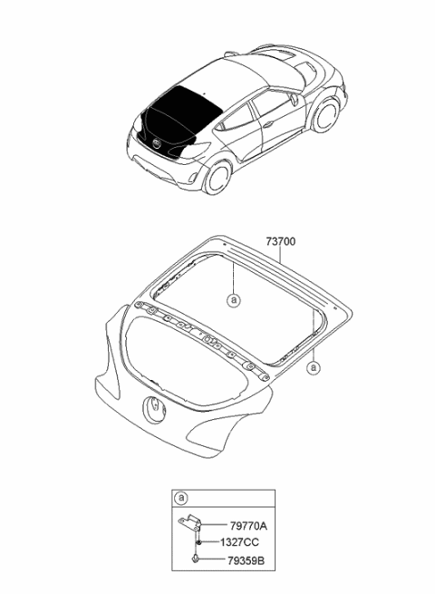 2016 Hyundai Santa Fe Sport Hinge Assembly-Tail Gate Diagram for 79770-2V000