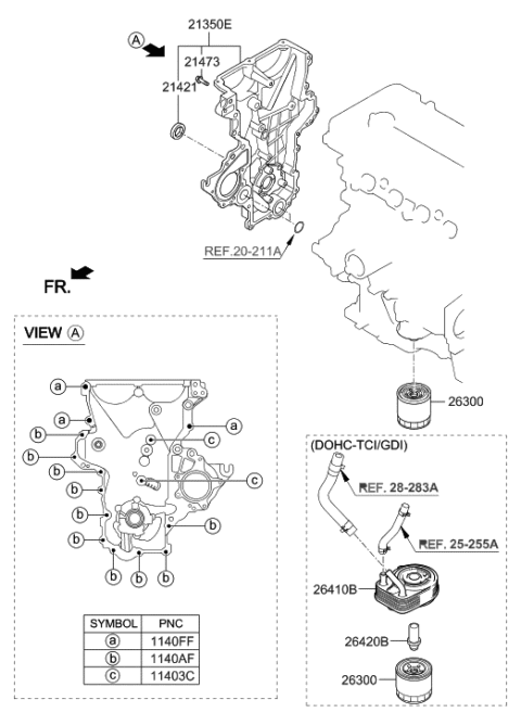 2014 Hyundai Veloster Front Case & Oil Filter Diagram