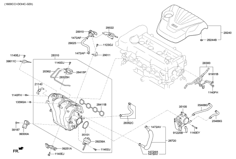 2012 Hyundai Veloster Pipe Assembly-Vaporizer Diagram for 29022-2B040