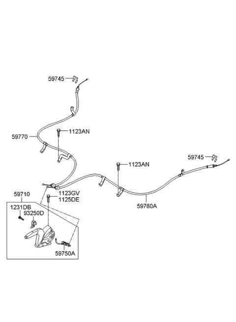 2012 Hyundai Veloster Cable Assembly-Parkng Brake Diagram for 59750-2V000