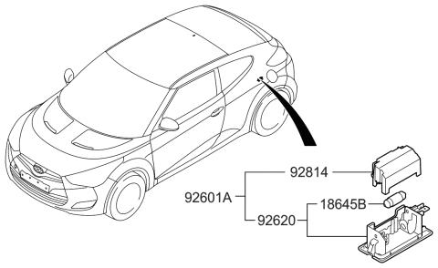 2013 Hyundai Veloster License Plate & Interior Lamp Diagram
