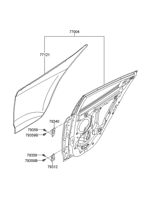 2011 Hyundai Veloster Panel-Rear Door Outer,RH Diagram for 77121-2V010