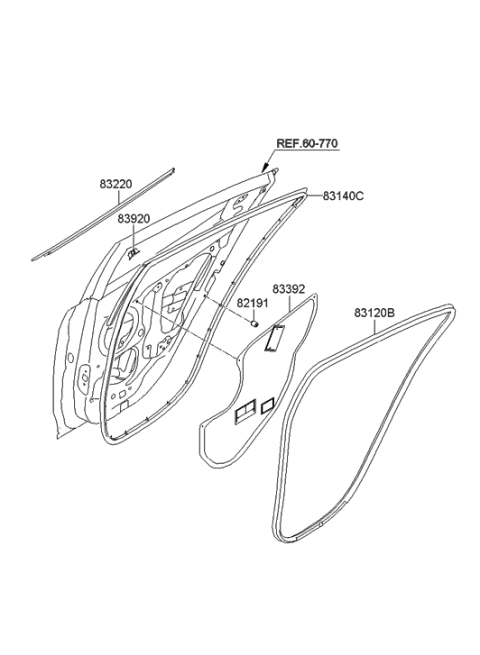 2013 Hyundai Veloster Rear Door Moulding Diagram