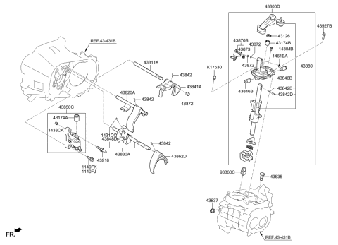 2013 Hyundai Veloster Gear Shift Control-Manual Diagram 2