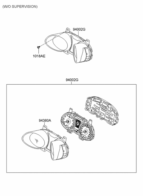 2012 Hyundai Veloster Cluster Assembly-Instrument Diagram for 94001-2V311-RDR