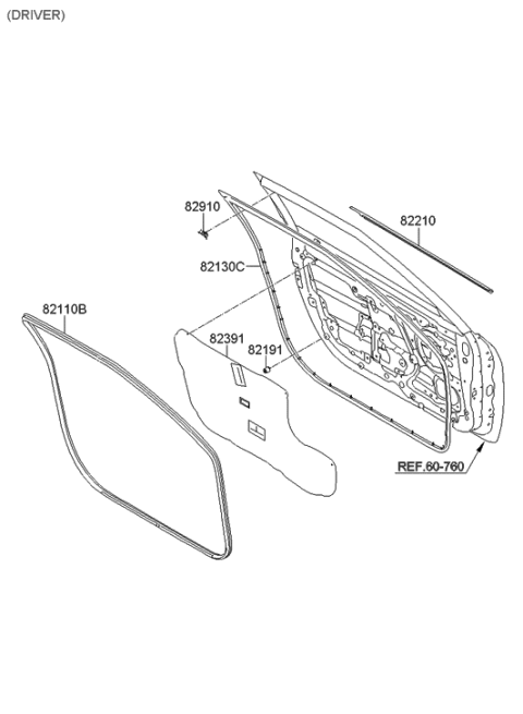 2013 Hyundai Veloster Front Door Moulding Diagram 1