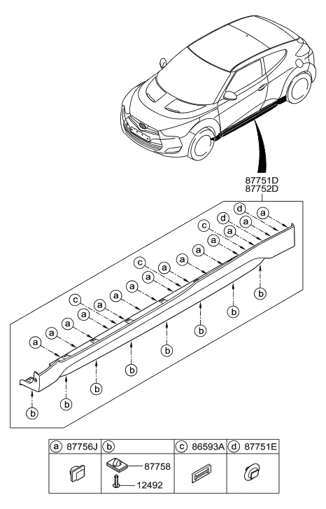 2013 Hyundai Veloster Body Side Moulding Diagram