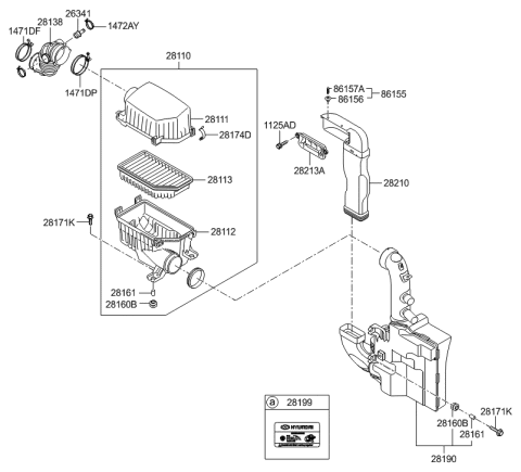 2011 Hyundai Veloster Air Cleaner Diagram 1