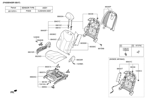 2011 Hyundai Veloster Track Assembly-Front Seat Passenger Diagram for 88600-2V550-RY