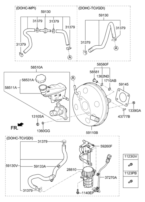 2018 Hyundai Santa Fe Sport Cylinder Assembly-Brake Master Diagram for 58510-2V200