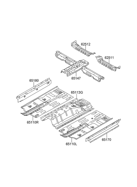 2017 Hyundai Santa Fe Sport Panel Assembly-Center Floor Side,R Diagram for 65120-2V010