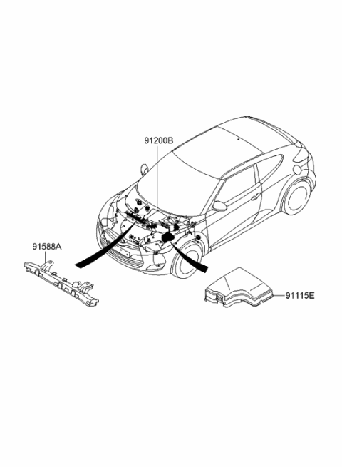 2014 Hyundai Veloster Wiring Assembly-Front Diagram for 91304-2V011