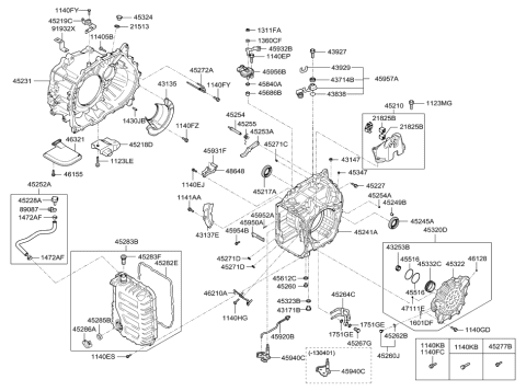 2011 Hyundai Veloster Transaxle Mounting Bracket Assembly Diagram for 45211-3BEA0