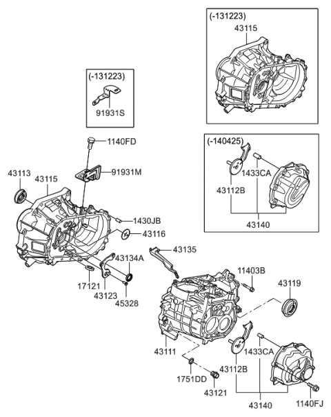 2013 Hyundai Veloster Transaxle Case-Manual Diagram 2