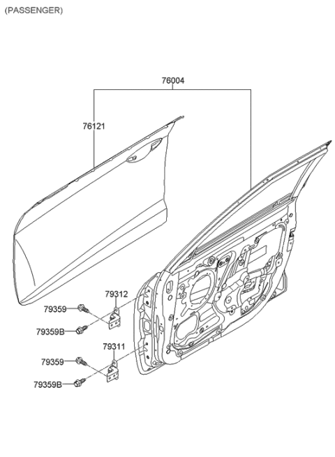2019 Hyundai Santa Fe XL Panel-Front Door Outer,RH Diagram for 76121-2V010