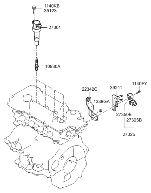 2012 Hyundai Veloster Spark Plug & Cable Diagram 1