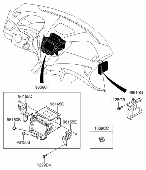 2011 Hyundai Veloster Head Unit-Dimension VELOSTER Diagram for 96560-2V730-FLT