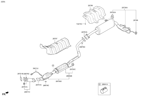 2011 Hyundai Veloster Muffler & Exhaust Pipe Diagram 1