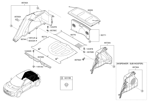 2014 Hyundai Veloster Cover-Luggage Rear, LH Diagram for 85755-2V000-RY