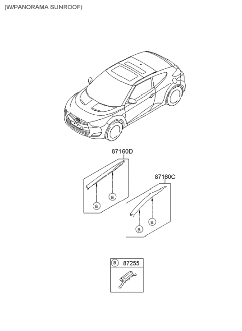 2011 Hyundai Veloster Roof Garnish & Rear Spoiler Diagram 2