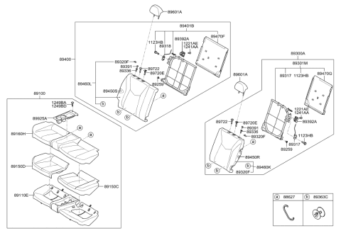 2011 Hyundai Veloster Pad Assembly-2ND Back,LH Diagram for 89350-2V000