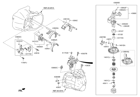 2013 Hyundai Veloster Gear Shift Control-Manual Diagram 1