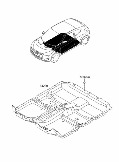 2011 Hyundai Veloster Carpet Assembly-Floor Diagram for 84260-2V201-RY