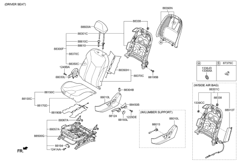 2012 Hyundai Veloster Frame Assembly-Front Seat Back Driver Diagram for 88310-2V090