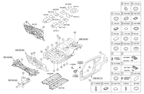 2014 Hyundai Veloster Cover-Under Center Floor Outer,RH Diagram for 84225-2V000